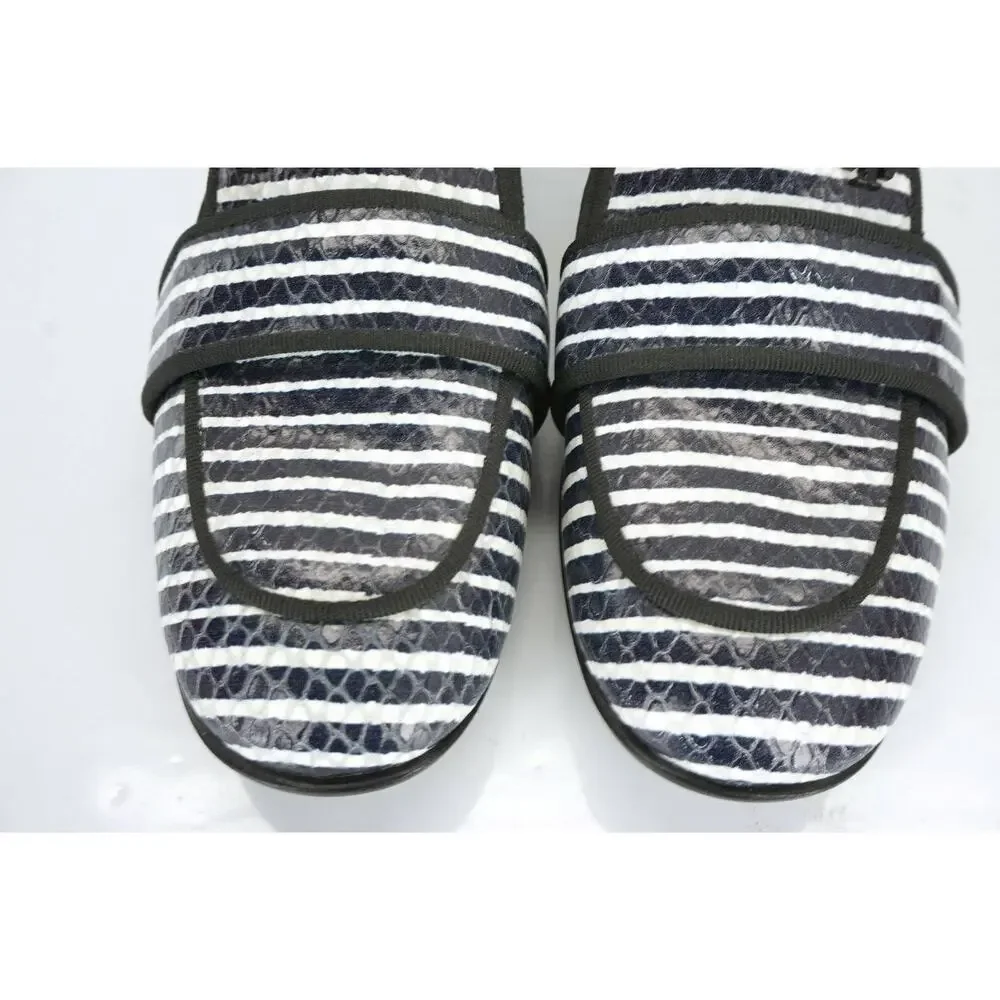 Tory Burch Evette Striped Patent Penny Loafer Flats SZ 5 $325 NIB